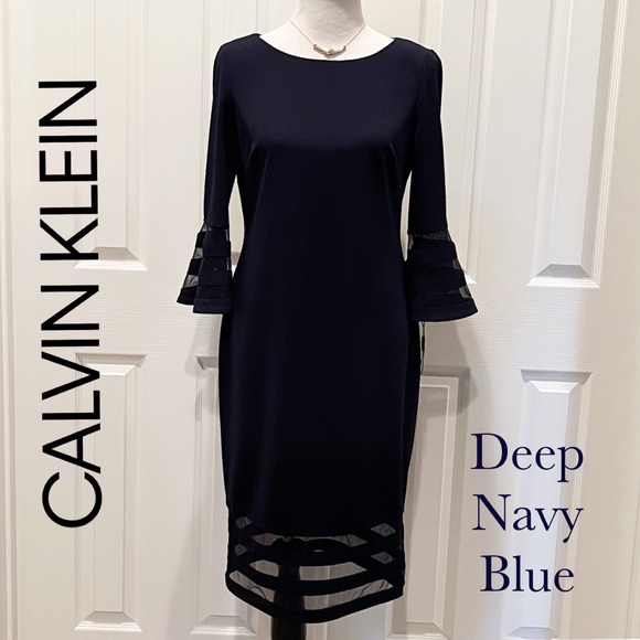 New Midnight Blue Sheath Dress - Knee Length - Deep Navy - Classic - Elegant - Picture 6 of 11